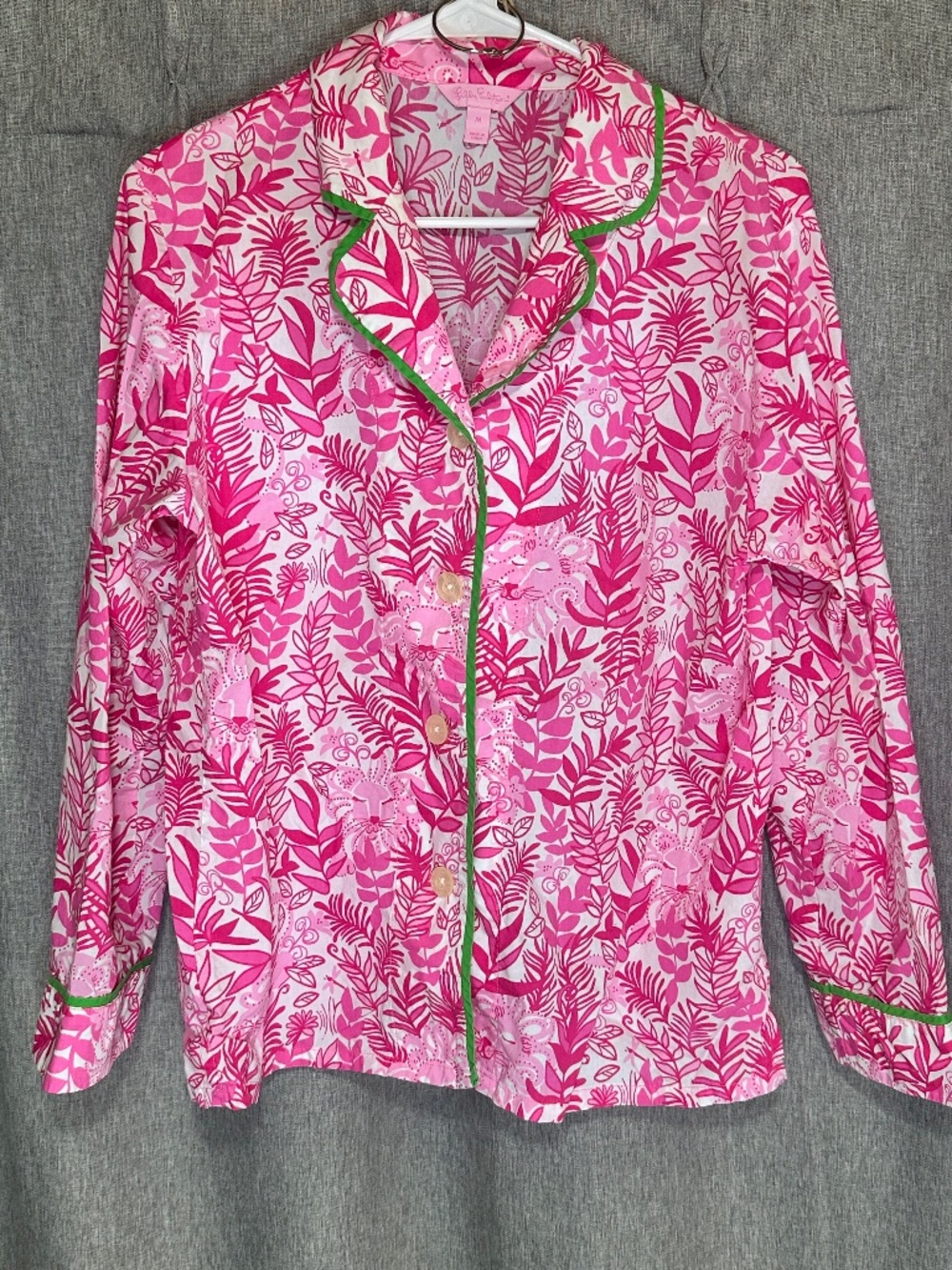 Lilly Pulitzer Pink & Green Botanical Knit Long Sleeve Pajama Set - Medium